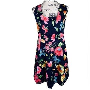 Ralph Lauren Multi-Color Floral Midi Pleated Dress